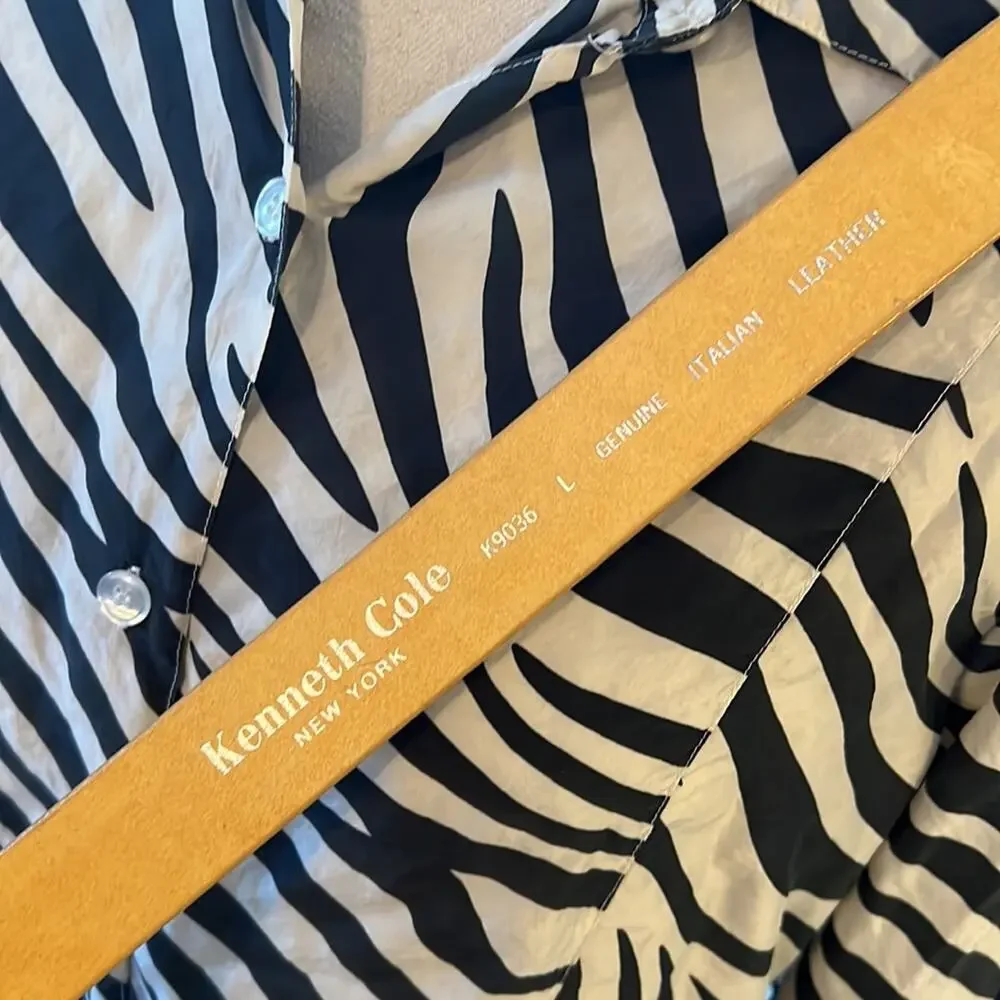 Kenneth Cole genuine Italian leather yellow gold waist belt with branded tag L - Picture 5 of 8